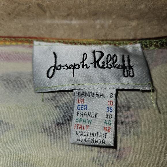 Joseph Ribkoff Women's SZ 8 Preppy Tropical Print Faux Wrap Dress Festive Colors - Picture 8 of 8